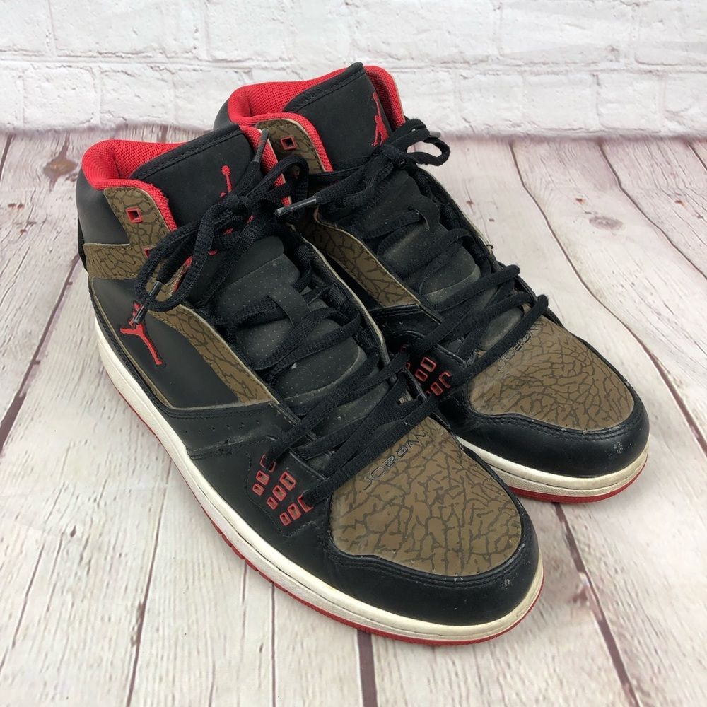 Nike Air Jordan 1 Flight Black Red Olive Men's US 8.5